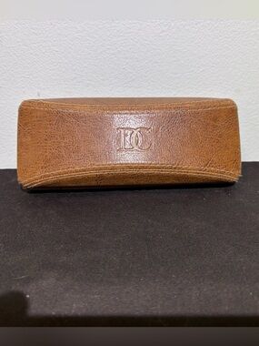 Like New DiCaprio Leather Eyeglass Case with Embossed DC Logo & Lens Cloth